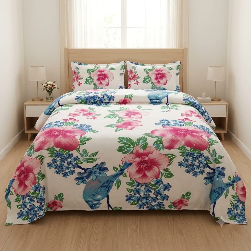 Edredón Floral con Aves